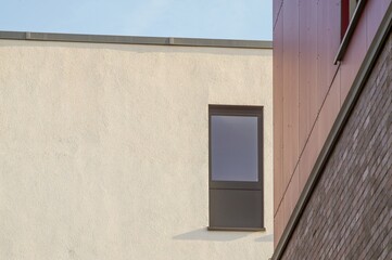 Modern architecture displaying contrasting textures and materials on building exterior