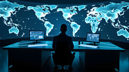 business woman with world map