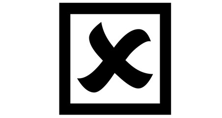 Bold Black X Mark in a Square Frame Graphic Design Element for Website or App Interface