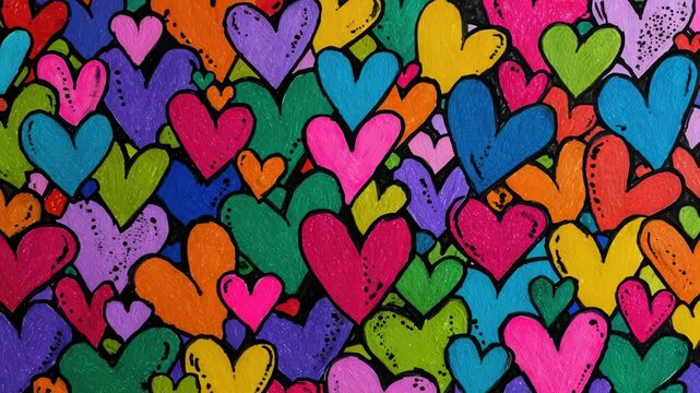colorful handdrawn dynamic hearts illustrated animation