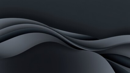 Abstract black and gray wavy layers background, elegant modern design with smooth curves