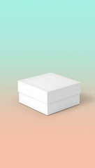 Blank white square box on pastel pink and mint green background