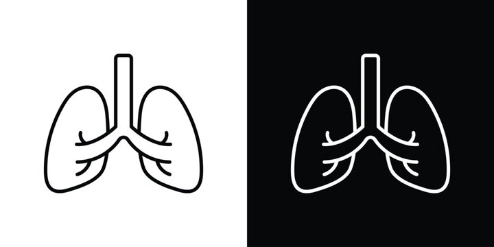 Lungs icon in black. flat graphic vector icon