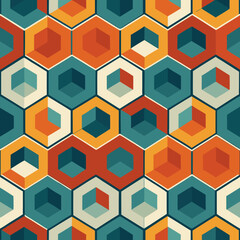 Abstract Hexagonal Colorful Geometric Pattern
