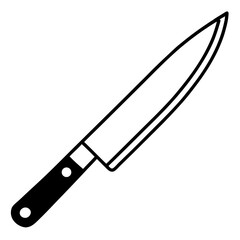 Sharp Kitchen Knife Vector in Black and White