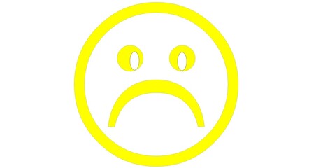 Bright Yellow Sad Face Emoji Icon Design Graphic for Social Media or Website Design