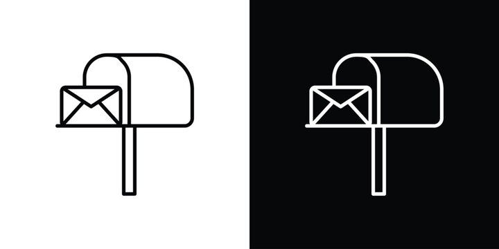 Mailbox icon in black. flat graphic vector icon