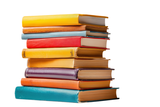 Stack of colorful hardcover books PNG with a transparent background

