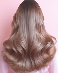 Fototapeta premium Stunning Long Brown Hair Waves Style Beauty