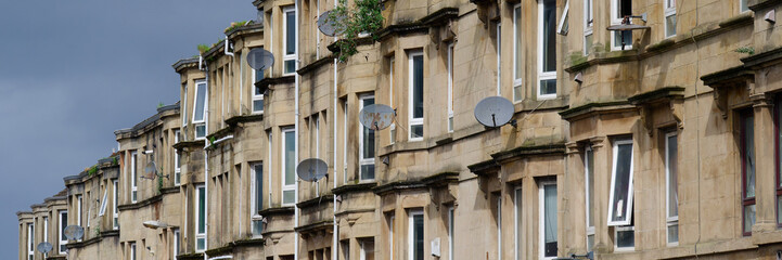Tenement flats in poor housing area in Glasgow