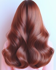 Fototapeta premium Luxurious Long Brown Hair Waves Flowing Down Back