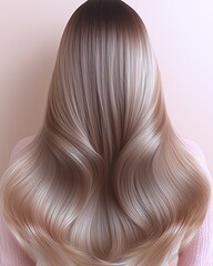 Fototapeta premium Smooth Blonde Hair Waves Cascading Down Back