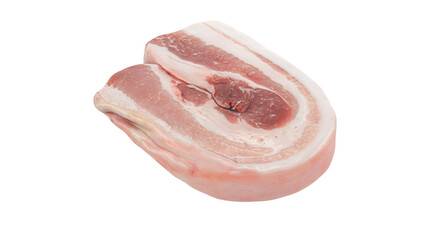 A raw piece of pork belly showcasing layers of fat and meat, commonly used in various culinary dishes.