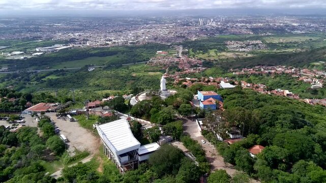 Aerial view of the Horto Hill and the Padre C&iacute;cero statue in Juazeiro do Norte