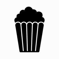 Popcorn icon in filled style – representing snack food at festivals