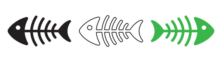 Fototapeta premium Skeleton fish logo. Fish bone line art silhouette. Vector illustration eps 10