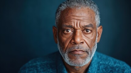 This close-up portrait of a distinguished older man showcases deep emotional intensity and wisdom, reflecting life experiences and inner strength through his penetrating gaze.