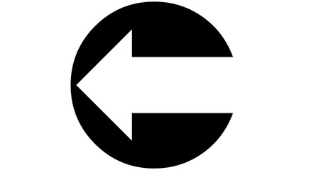 Circular Black and White Left Arrow Design Element for Website or App Interface