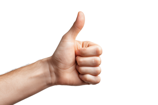 Human hand gestures including thumbs up and open palm PNG with a transparent background