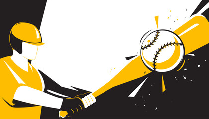 A man performing to play baseball. Trendy doodle art and abstract cartoon character
