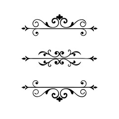 Text dividers doodle set. Wedding decorative elements with leaves, swirls, hearts. Divider ornament, borders, lines. Hand drawn vector illustration isolated on white background
