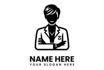 Silhouette of a professional person with crossed arms, wearing a lab coat.