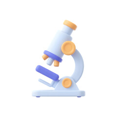 3d render of a cartoon microscope for science education