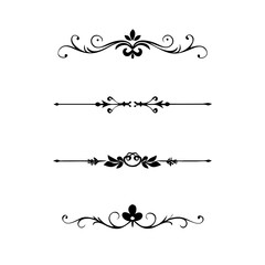 Page Divider And Design Elements. Set of Various Simple Black Divider Design, Assorted Divider Collection Template Vector. Collection of floral dividers elements mega decoration for Calligraphy.
