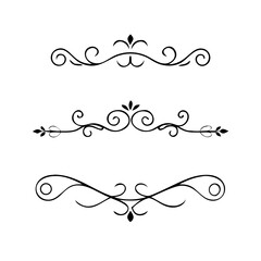 Page Divider And Design Elements. Set of Various Simple Black Divider Design, Assorted Divider Collection Template Vector. Collection of floral dividers elements mega decoration for Calligraphy.
