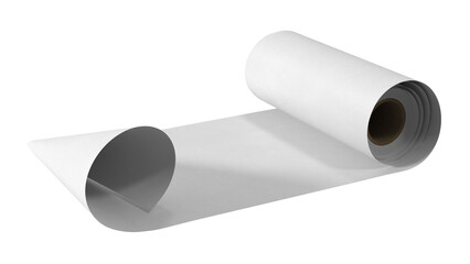 A rolled-up sheet of blank paper, ideal for drawing, sketching, or printing purposes.