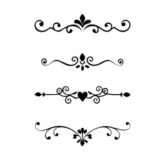 Page Divider And Design Elements. Set of Various Simple Black Divider Design, Assorted Divider Collection Template Vector. Collection of floral dividers elements mega decoration for Calligraphy.

