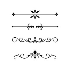 Text dividers doodle set. Wedding decorative elements with leaves, swirls, hearts. Divider ornament, borders, lines. Hand drawn vector illustration isolated on white background
