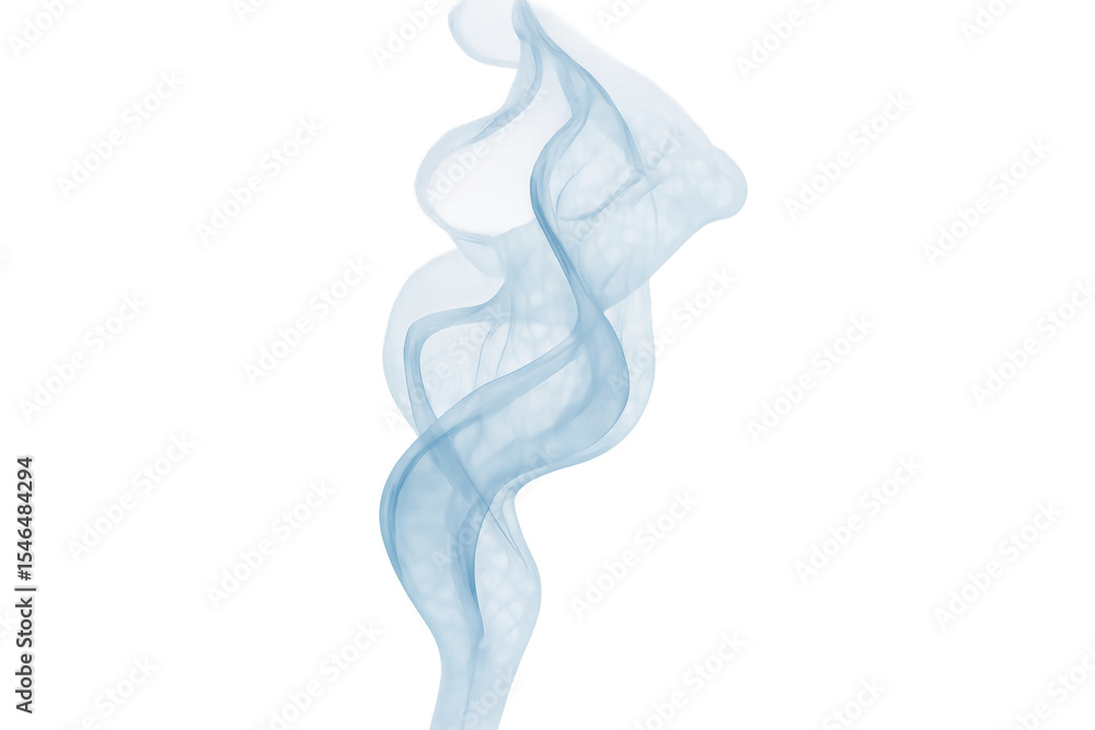 Poster wispy blue smoke curling, twisting into ethereal patterns on transparent backdrop, offering artistic