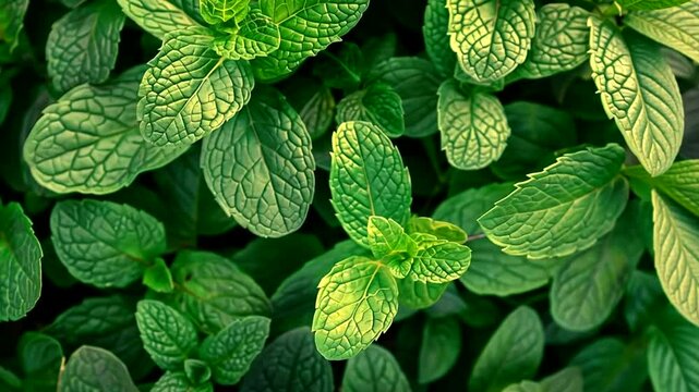 Fresh, vibrant mint leaves close-up