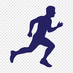 Man and Woman running silhouettes icon. Running men and women, vector set of isolated white background.