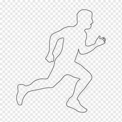 Man and Woman running silhouettes icon. Running men and women, vector set of isolated white background.