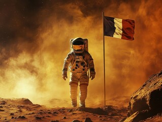 French astronaut working on the Mars.