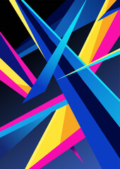 Abstract multicolored lines on a blue background.