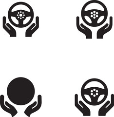 Hands Protecting Steering Wheels - Automotive Safety Icons