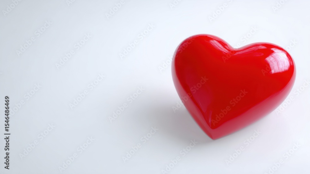 Aufkleber glossy red heart-shaped object with smooth reflective surface on plain light-colored background, vib