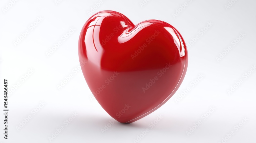 Aufkleber glossy, vibrant red heart-shaped object with smooth, reflective surface prominently displayed agains