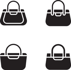 Four Simple Black Handbag Icons for Design