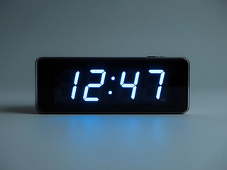 Illuminated Time: An electrifying, modern digital clock displays the time against a serene, sleek background. the numerical figures shine with precision.