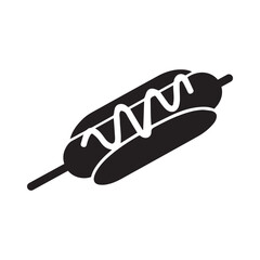 Hot dog Corndog with sausage and mustard vector illustration icon silhouette fast food symbol on white background