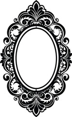 Elegant Oval Ornate Frame Victorian Style Decorative Border