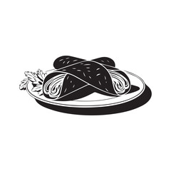 Burrito and Wrap Silhouette Vector Symbol Mexican Street Food Icon