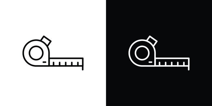 Measuring tape icon in black. flat graphic vector icon