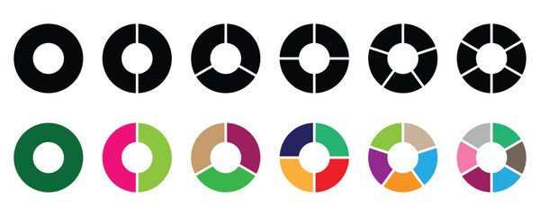 Infographic element round shape. Pizza or donut round diagram. Infographic wheel segment and fraction. Different color circles, Vector illustration isolated on white background.
