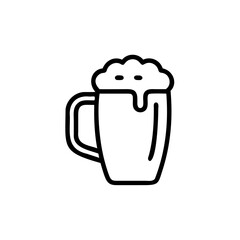 Handdrawn Line Art Mug Beer Drink Foamy Top Beverage Icon Illustration vector