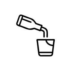 Line Art Illustration of Bottle Pouring Liquid into Glass Handdrawn Style Simple Design